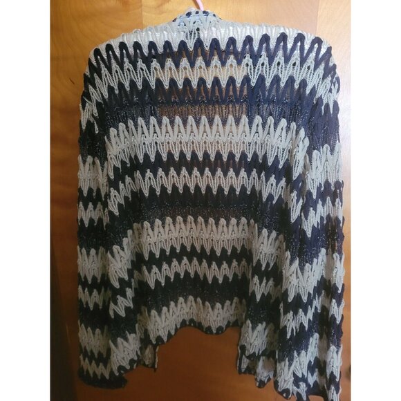 Jessica Howard womens size 24 navy & beige sparkle see through cardigan layering - Picture 2 of 3